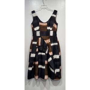 FREY. Abstarct Silk Blend Layered Dress Art To Wear Womens Size 12 Modern Chic